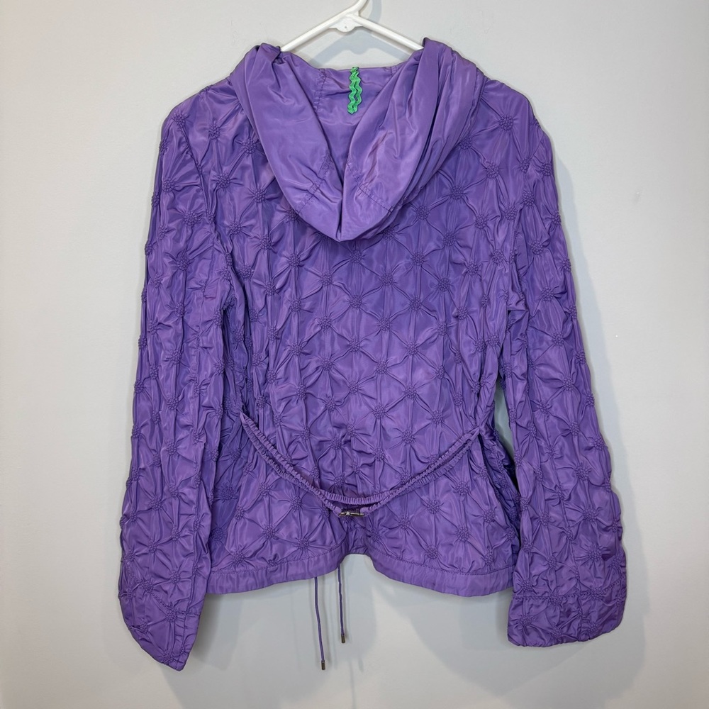 Vintage Escada Purple Hooded Rain Coat Floral Embroidered 38/US 6 - Picture 7 of 10